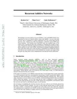 Recurrent Additive Networks