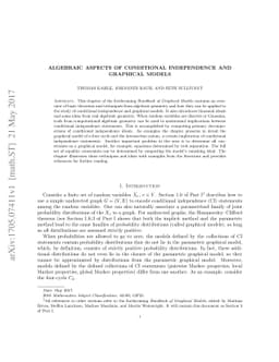 Algebraic Aspects of Conditional Independence and Graphical Models