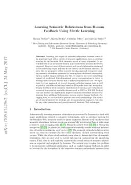 Learning Semantic Relatedness From Human Feedback Using Metric Learning