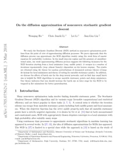 On the diffusion approximation of nonconvex stochastic gradient descent