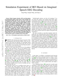 Simulation Experiment of BCI Based on Imagined Speech EEG Decoding