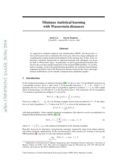 Minimax Statistical Learning with Wasserstein Distances