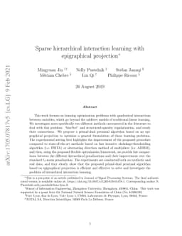 Sparse hierarchical interaction learning with epigraphical projection