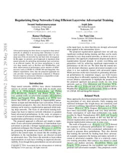 Regularizing deep networks using efficient layerwise adversarial
  training