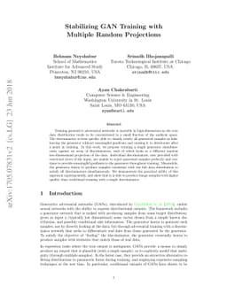 Stabilizing GAN Training with Multiple Random Projections