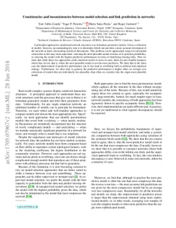 Consistencies and inconsistencies between model selection and link
  prediction in networks