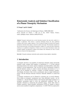 Kinetostatic Analysis and Solution Classification of a Planar Tensegrity
  Mechanism