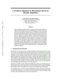 Correlation Alignment by Riemannian Metric for Domain Adaptation