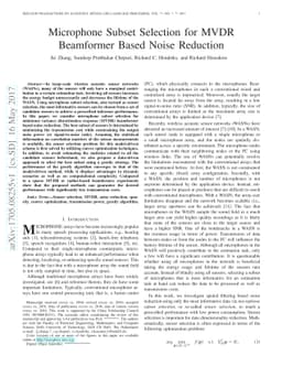 Microphone Subset Selection for MVDR Beamformer Based Noise Reduction