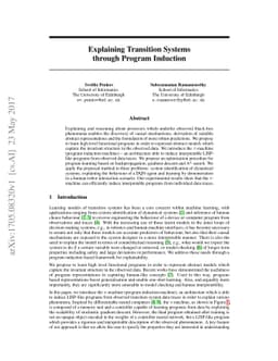 Explaining Transition Systems through Program Induction