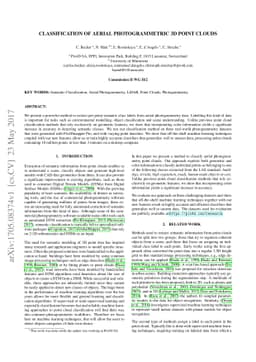 Classification of Aerial Photogrammetric 3D Point Clouds