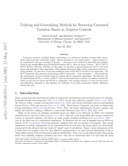 Unifying and Generalizing Methods for Removing Unwanted Variation Based
  on Negative Controls
