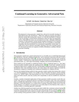 Continual Learning in Generative Adversarial Nets