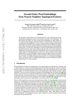 Second-Order Word Embeddings from Nearest Neighbor Topological Features