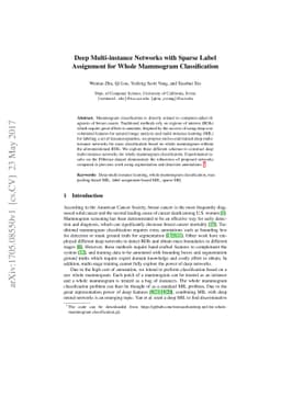 Deep Multi-instance Networks with Sparse Label Assignment for Whole
  Mammogram Classification