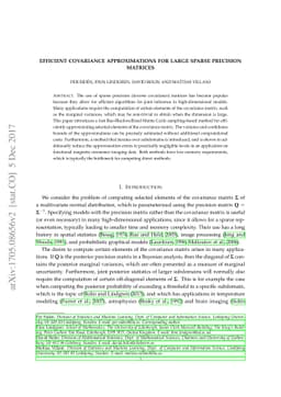 Efficient Covariance Approximations for Large Sparse Precision Matrices