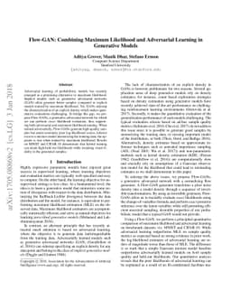 Flow-GAN: Combining Maximum Likelihood and Adversarial Learning in
  Generative Models