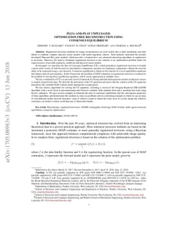 Plug-and-Play Unplugged: Optimization Free Reconstruction using
  Consensus Equilibrium
