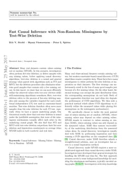 Fast Causal Inference with Non-Random Missingness by Test-Wise Deletion