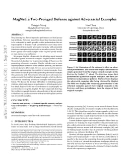 MagNet: a Two-Pronged Defense against Adversarial Examples