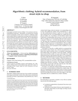 Algorithmic clothing: hybrid recommendation, from street-style-to-shop