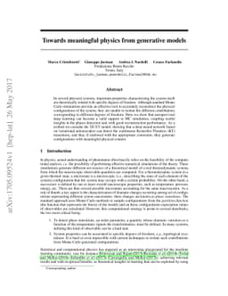 Towards meaningful physics from generative models