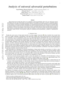 Robustness of classifiers to universal perturbations: a geometric
  perspective