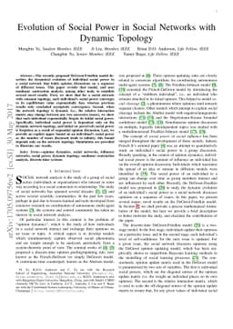 Evolution of Social Power in Social Networks with Dynamic Topology