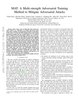 MAT: A Multi-strength Adversarial Training Method to Mitigate
  Adversarial Attacks