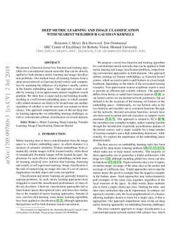 Deep Metric Learning and Image Classification with Nearest Neighbour
  Gaussian Kernels