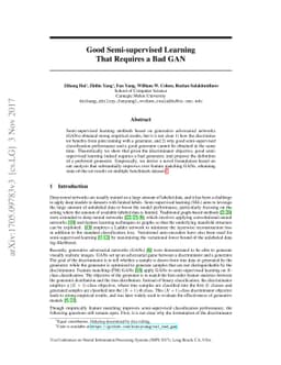 Good Semi-supervised Learning that Requires a Bad GAN