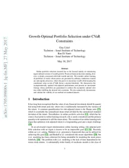 Growth-Optimal Portfolio Selection under CVaR Constraints