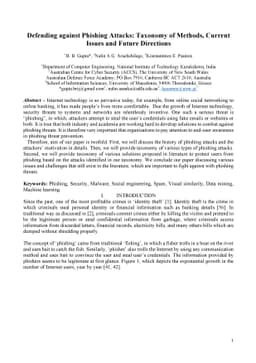 Defending against Phishing Attacks: Taxonomy of Methods, Current Issues
  and Future Directions