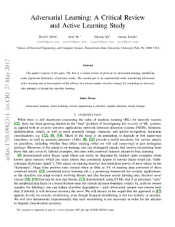 Adversarial Learning: A Critical Review and Active Learning Study