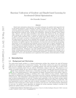 Bayesian Unification of Gradient and Bandit-based Learning for
  Accelerated Global Optimisation