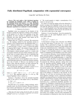 Fully distributed PageRank computation with exponential convergence