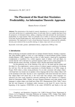 The placement of the head that maximizes predictability. An information
  theoretic approach