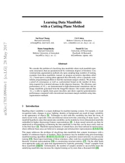 Learning Data Manifolds with a Cutting Plane Method