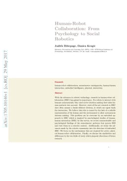 Human-Robot Collaboration: From Psychology to Social Robotics
