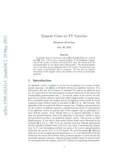 Tangent Cones to TT Varieties