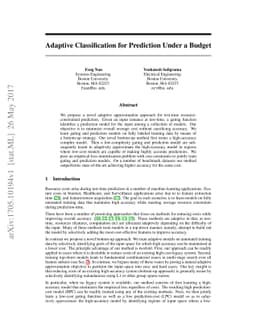 Adaptive Classification for Prediction Under a Budget
