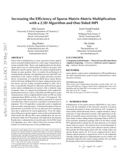 Increasing the Efficiency of Sparse Matrix-Matrix Multiplication with a
  2.5D Algorithm and One-Sided MPI