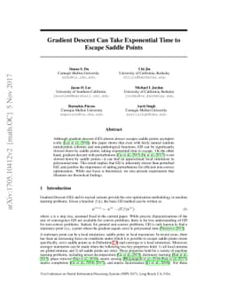 Gradient Descent Can Take Exponential Time to Escape Saddle Points