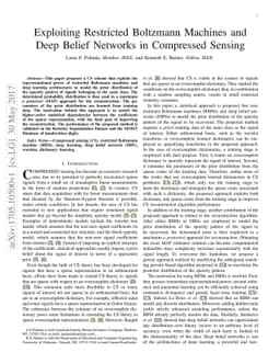 Exploiting Restricted Boltzmann Machines and Deep Belief Networks in
  Compressed Sensing