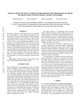 Parcellation of Visual Cortex on high-resolution histological Brain
  Sections using Convolutional Neural Networks