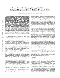 Torque-Controlled Stepping-Strategy Push Recovery: Design and
  Implementation on the iCub Humanoid Robot