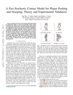 A Fast Stochastic Contact Model for Planar Pushing and Grasping: Theory
  and Experimental Validation
