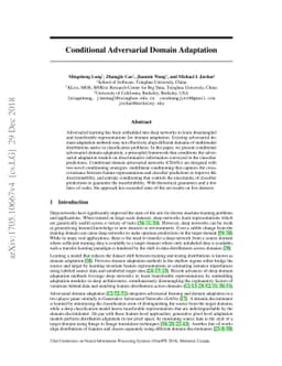 Conditional Adversarial Domain Adaptation