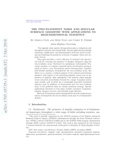 The two-to-infinity norm and singular subspace geometry with
  applications to high-dimensional statistics