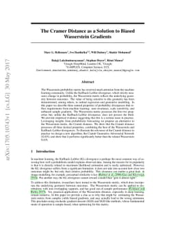The Cramer Distance as a Solution to Biased Wasserstein Gradients